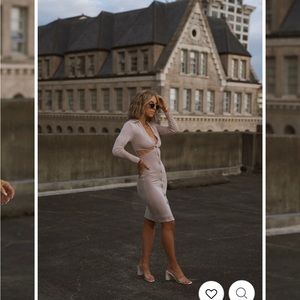 12th tribe champagne cut out midi dress